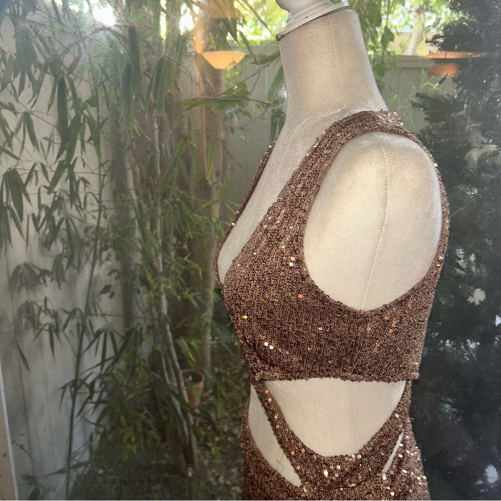 Fashion Nova Bronze Sequin Maxi Dress - Picture 7 of 12